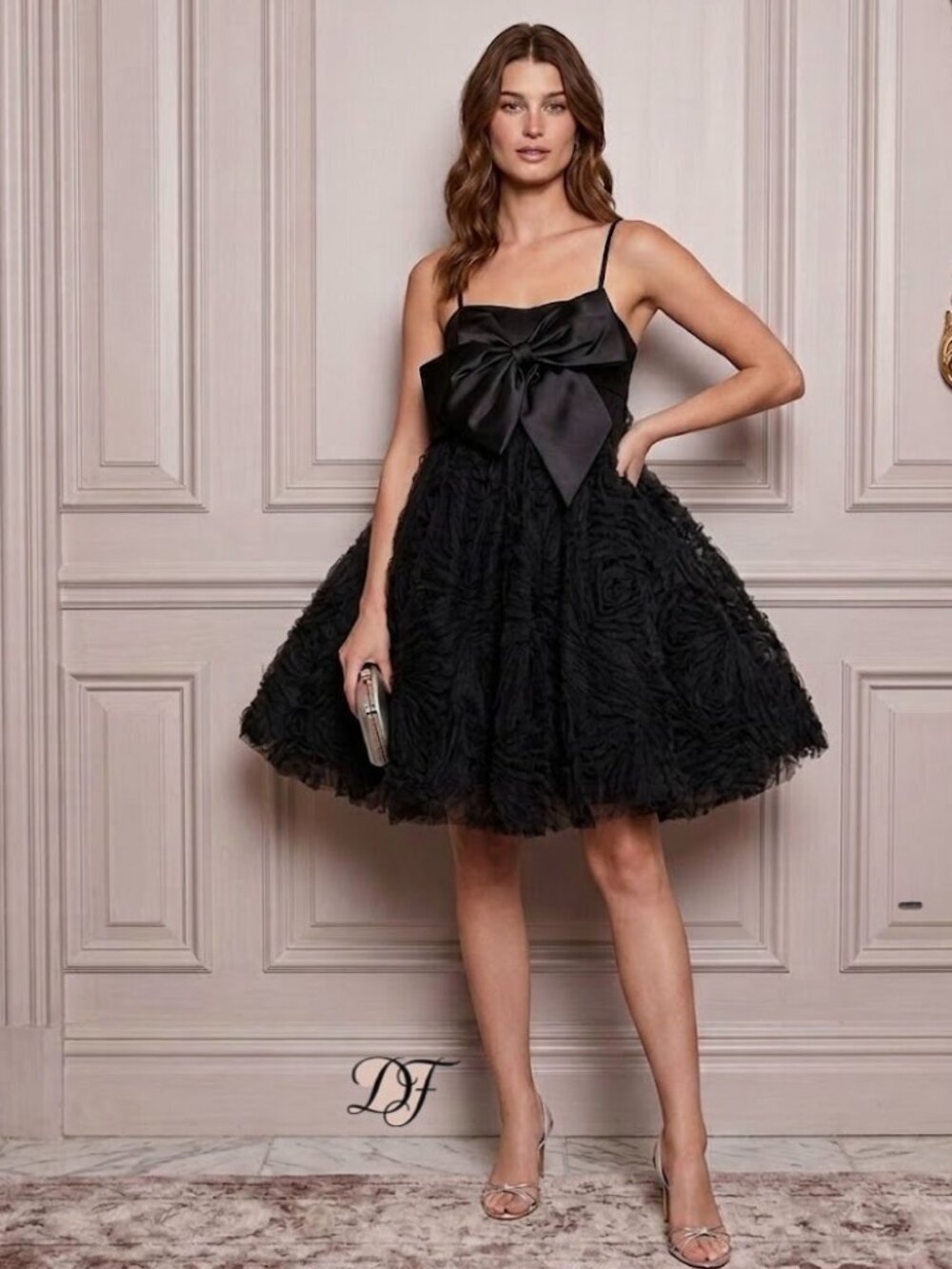 Mac Duggal Bow Front Tulle Cocktail Dress Size 6 NWT